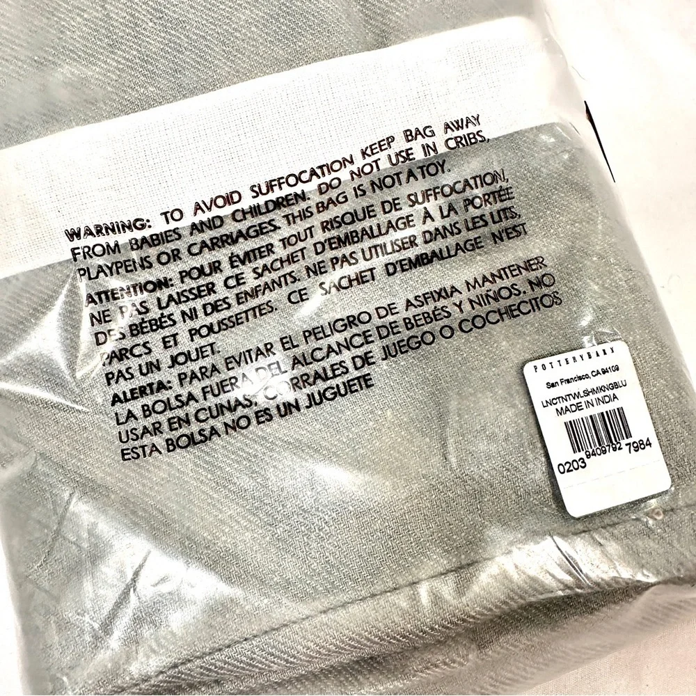 Pottery Barn Willow King Sham Single Cotton Linen Blend Pillow Cover Gray